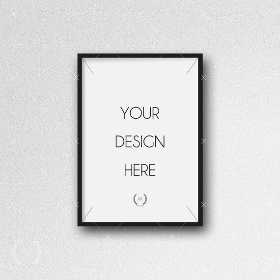 A4 Black Mockup Digital Download File Frame White Plaster
