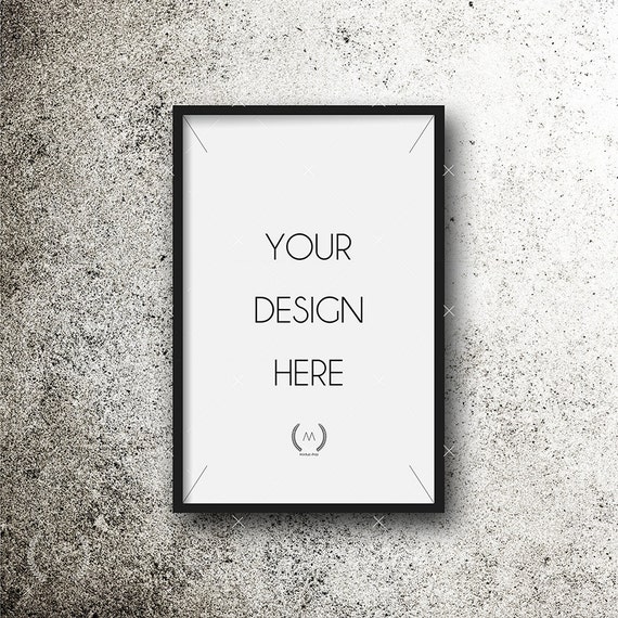 11x17 Black Mockup Digital Download File Frame White Grain