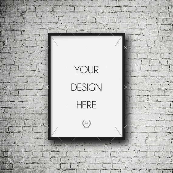 A3 Black Mockup Digital Download File Frame White Brick