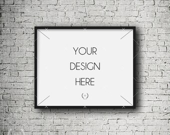 8x10 Black Mockup DIGITAL DOWNLOAD FILE Frame, White Brick Background, Frame Stock Photography, Digital Product Mockup, Frame Mockup
