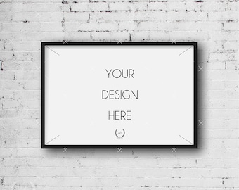 8x12 Black Mockup DIGITAL DOWNLOAD FILE Frame, White Old Brick Background, Frame Stock Photography, Digital Product Mockup, Frame Mockup