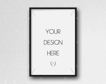 8x12 Black Mockup DIGITAL DOWNLOAD FILE Frame, White Plaster Wall Background, Frame Stock Photography, Digital Product Mockup, Frame Mockup