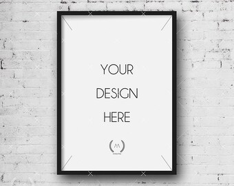 5x7 Black Mockup DIGITAL DOWNLOAD FILE Frame, White Old Brick Background, Frame Stock Photography, Digital Product Mockup, Frame Mockup