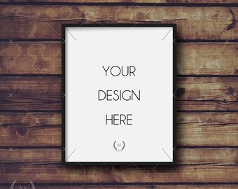 8x10 Black Mockup DIGITAL DOWNLOAD FILE Frame, Vintage Brown Wood Background, Grunge Rustic Barn Wood, Frame Stock Photography