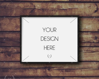 8x10 Black Mockup DIGITAL DOWNLOAD FILE Frame, Vintage Brown Wood Background, Grunge Rustic Barn Wood, Frame Stock Photography
