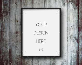 8x10 Black Mockup DIGITAL DOWNLOAD FILE Frame, Old Dark Wood Background, Frame Stock Photography, Digital Product Mockup, Frame Mockup