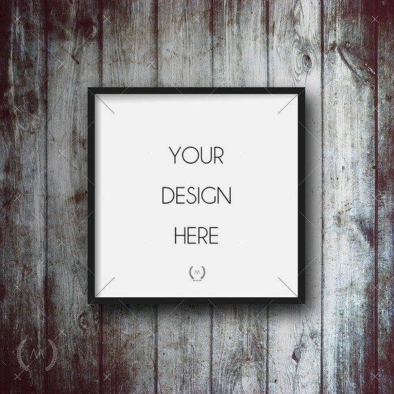 Square Black Mockup Digital Download File Frame Old Dark Wood Etsy