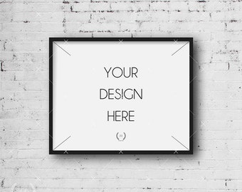 8x10 Black Mockup DIGITAL DOWNLOAD FILE Frame, White Old Brick Background, Frame Stock Photography, Digital Product Mockup, Frame Mockup