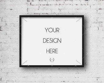 11x14 Black Mockup DIGITAL DOWNLOAD FILE Frame, White Old Brick Background, Frame Stock Photography, Digital Product Mockup, Frame Mockup