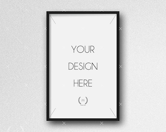 11x17 Black Mockup DIGITAL DOWNLOAD FILE Frame, White Plaster Wall Background, Frame Stock Photography, Digital Product Mockup, Frame Mockup