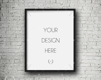 11x14 Black Mockup DIGITAL DOWNLOAD FILE Frame, White Brick Background, Frame Stock Photography, Digital Product Mockup, Frame Mockup