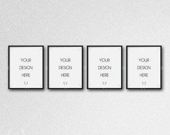 8x10 Black Mockup DIGITAL FILE Frame, Set Of Four Mockup Frames, White Plaster Background, Frame Stock Photography, Digital Product Mockup