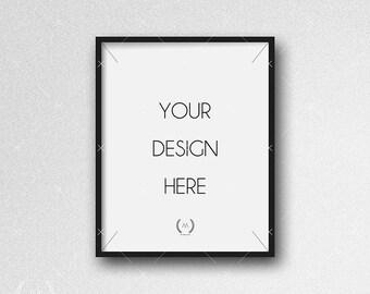 Maqueta negro 8 x 10 DIGITAL Descargar archivo marco, Fondo de pared de yeso blanco, marco de fotografía, producto Digital maqueta, maqueta de marco