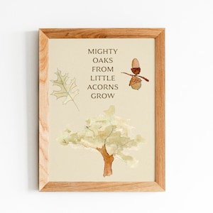 Mighty Oaks from Little Acorns Grow Printable Poster Tree Unit Study Watercolor Printable PDF Poster Digital Print image 1