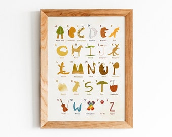 Waldorf Alphabet Poster - Alphabet Forest Curriculum - Waldorf Illustrated Letters - Instant Download Poster