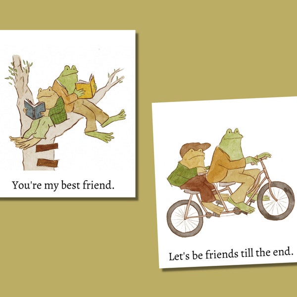Frog and Toad Valentines - Printable Valentine's Day Cards for Kids - Digital Download DIY Valentines