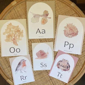 Nature Alphabet Flash Cards I Nature Homeschool Printables I ABC Cards I Preschool Early Literacy