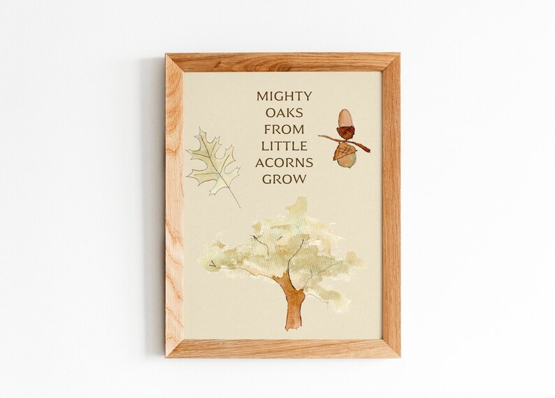 Mighty Oaks from Little Acorns Grow Printable Poster Tree Unit Study Watercolor Printable PDF Poster Digital Print image 1