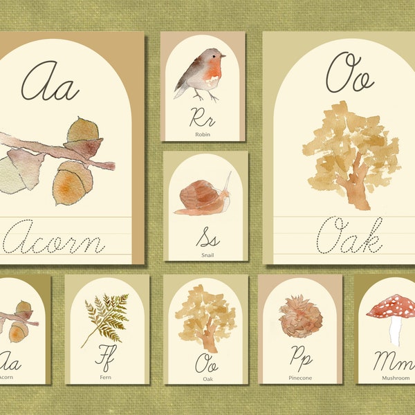 Cursive Alphabet - Handwriting Practice - Nature Based Curriculum - Script Writing Homeschool Learning