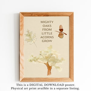 Mighty Oaks from Little Acorns Grow Printable Poster Tree Unit Study Watercolor Printable PDF Poster Digital Print image 4