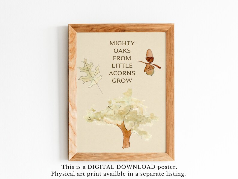 Mighty Oaks from Little Acorns Grow Printable Poster Tree Unit Study Watercolor Printable PDF Poster Digital Print image 4