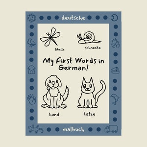 My First 100 Words in German! - Bilingual Coloring Book - Learn German for Kids - German Printables