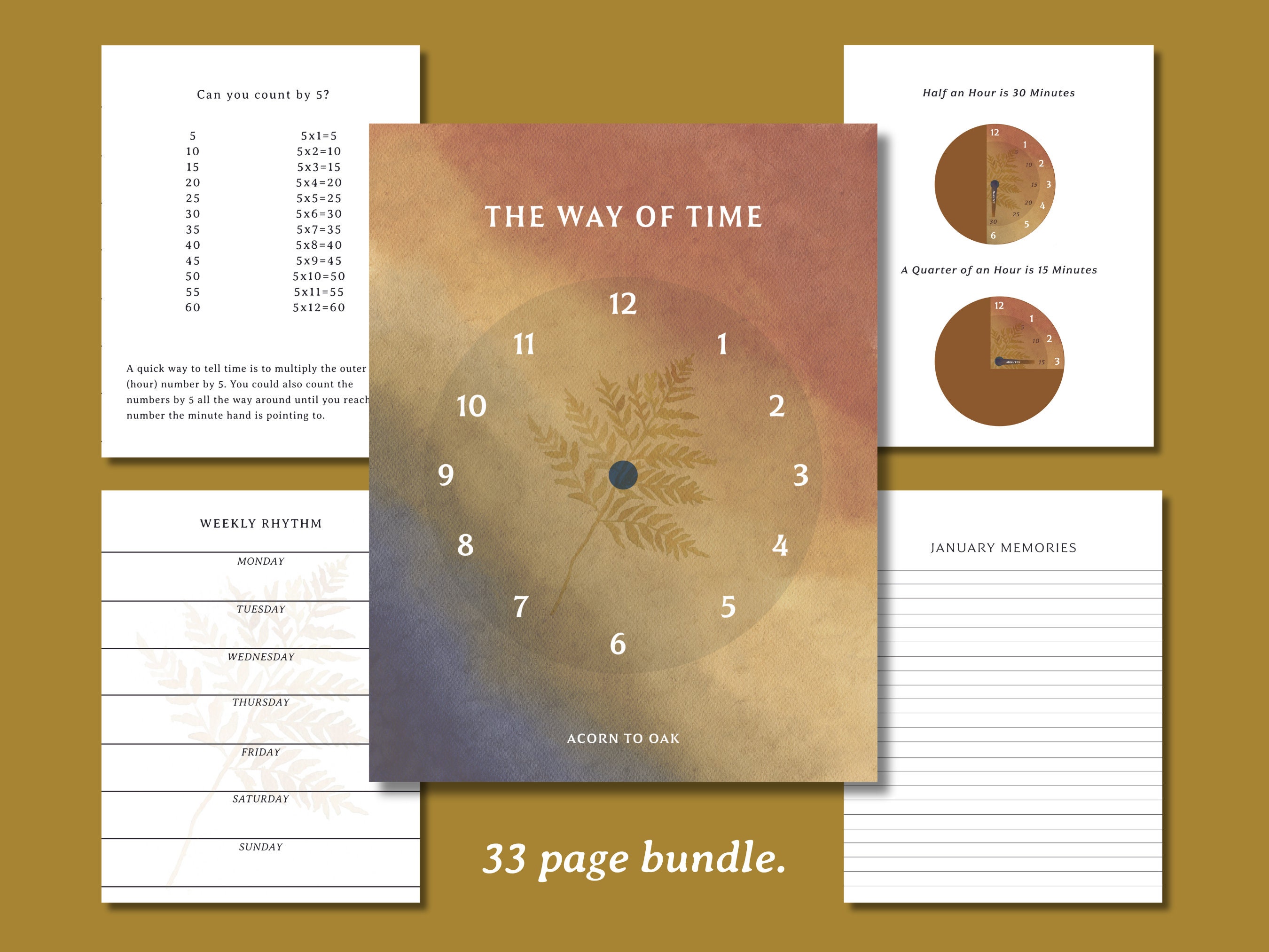 Learn to Tell Time Printable Clock Teaching Time Learning PDF Bundle