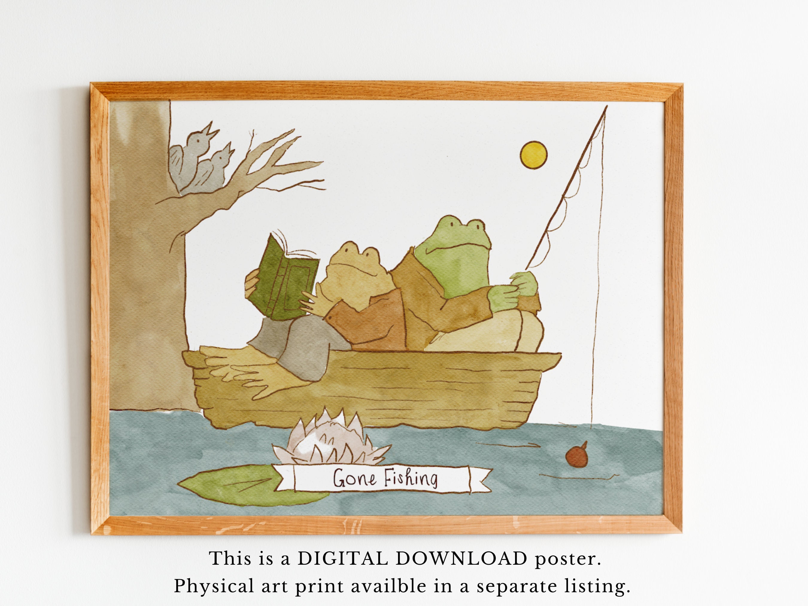 Frog and Toad Fishing Digital Poster Classroom Decor Book Character Wall Art  Digital Download 