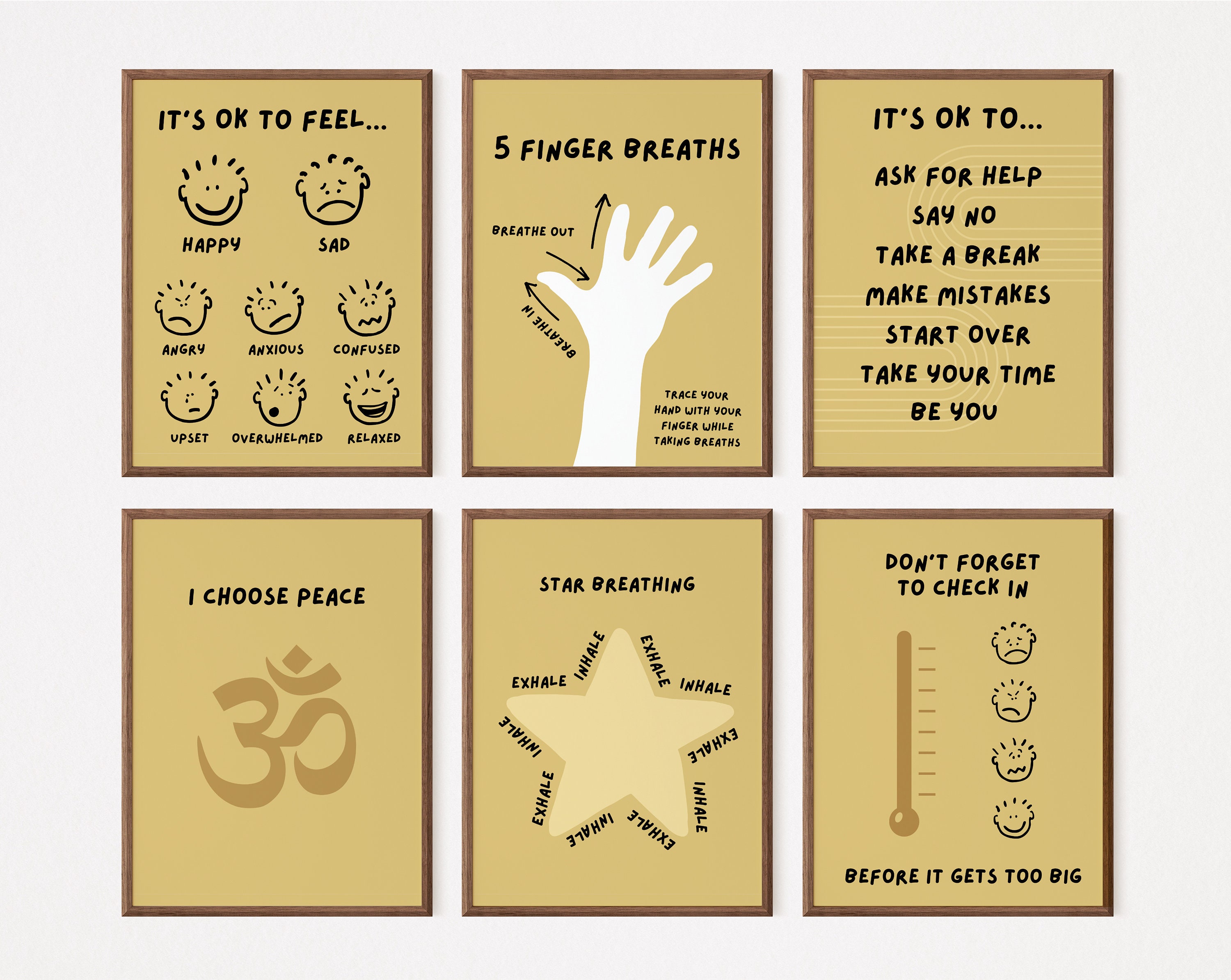 Calm Down Poster Classroom Set Calming Decor Wall Art Printable Middle ...