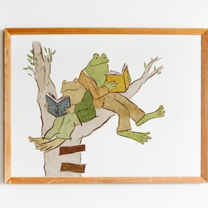 Frog and Toad Poster - Classroom Decor - Book Characters - Watercolor Illustration Wall Decor - Digital Download Poster