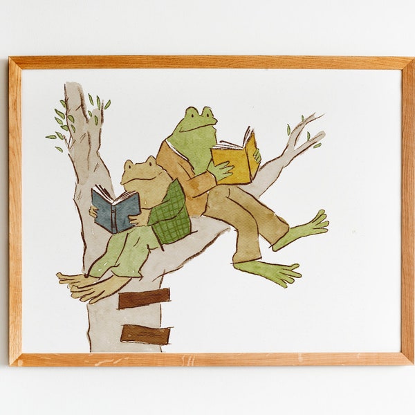 Frog and Toad Poster - Classroom Decor - Book Characters - Watercolor Illustration Wall Decor - Digital Download Poster