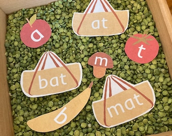 CVC Word Building Game - Homeschool Activity - Learn to Read - Phonics Curriculum - Fruits and Vegetables Preschool Activity - Printable