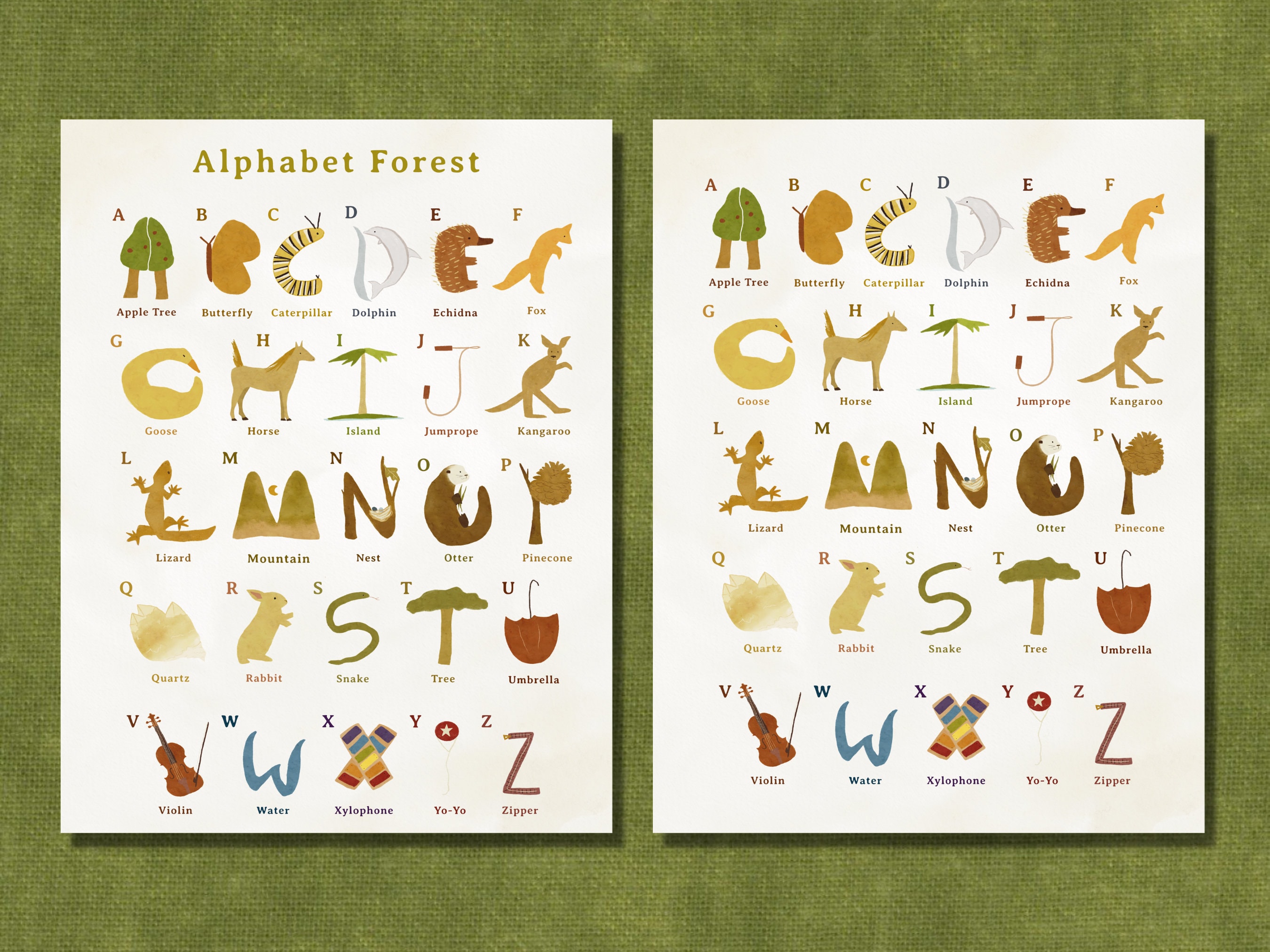 Póster del alfabeto Waldorf Alphabet Forest Curriculum - Etsy México