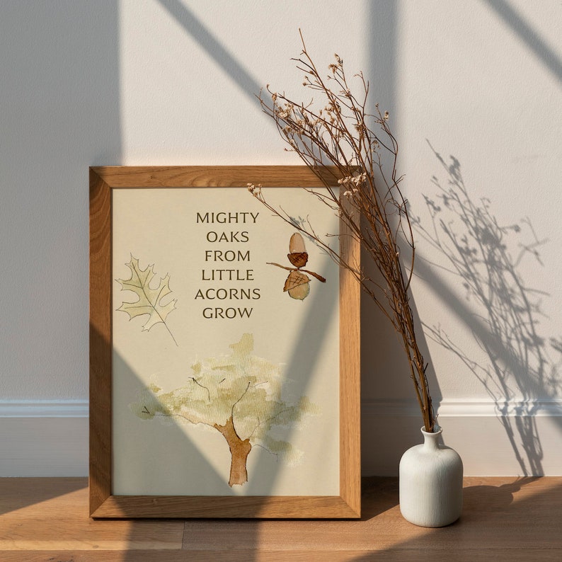 Mighty Oaks from Little Acorns Grow Printable Poster Tree Unit Study Watercolor Printable PDF Poster Digital Print image 3