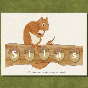 Name Building Activity - Name Spelling - Squirrel Nature Printable