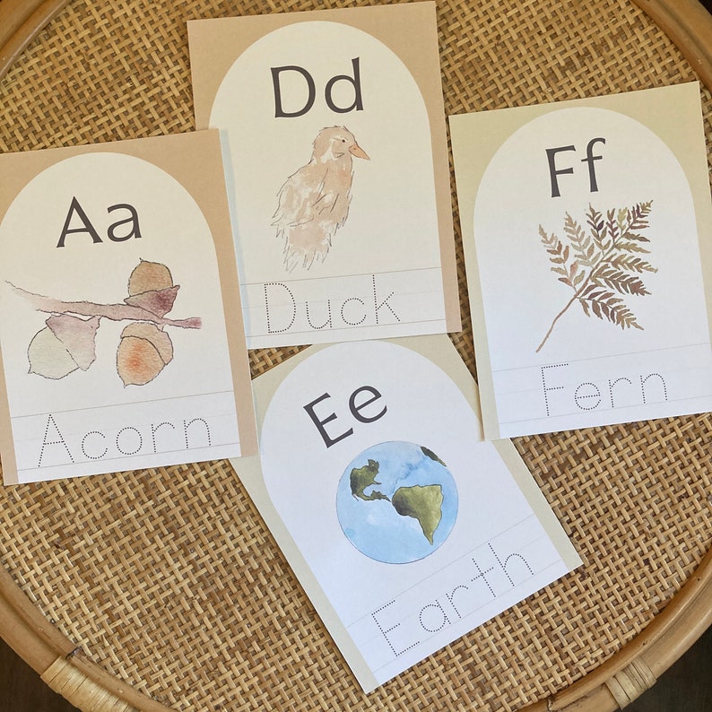 Nature Alphabet Tracing Cards I Nature Preschool I Homeschool Printable Resources I PDF Prints I Handwriting Practice image 2