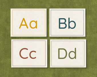 Cartes alphabet minimales - Cartes flash de traçage de lettres - Imprimables préscolaires