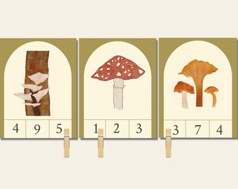 Mushroom Clip Number Cards - Mushroom Unit Study - Preschool Number Counting Flash Cards