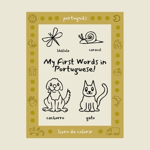 My First 100 Words in Portuguese! - Bilingual Coloring Book - Learn Portuguese for Kids - Portuguese Printables