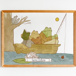 Frog and Toad Fishing Digital Poster - Classroom Decor - Book Character Wall Art Digital Download