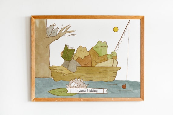 Frog and Toad Fishing Digital Poster Classroom Decor Book Character Wall  Art Digital Download 