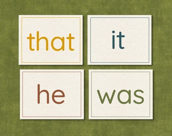 Sight Word Flash Cards - High Frequency Words - Fry 100 Sight Word List - Minimal Vintage Colors