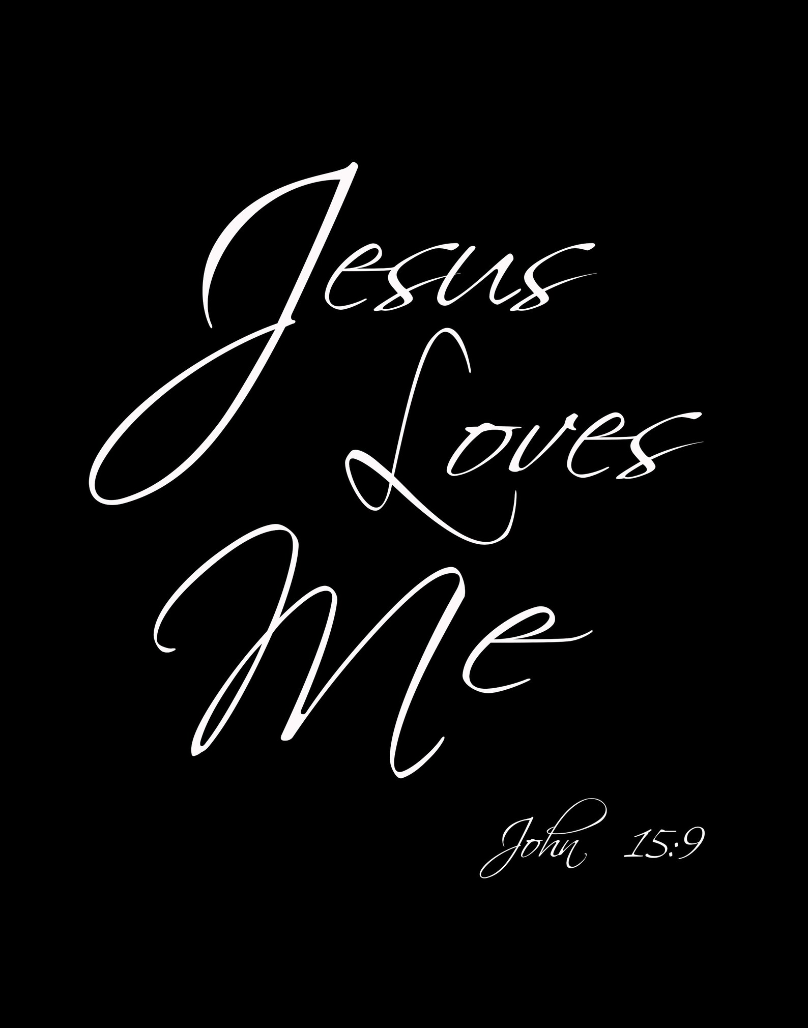 Jesus Loves Me Black W/ White Font PRINTABLE DOWNLOAD Wall Art, Printable Art, Christian ...