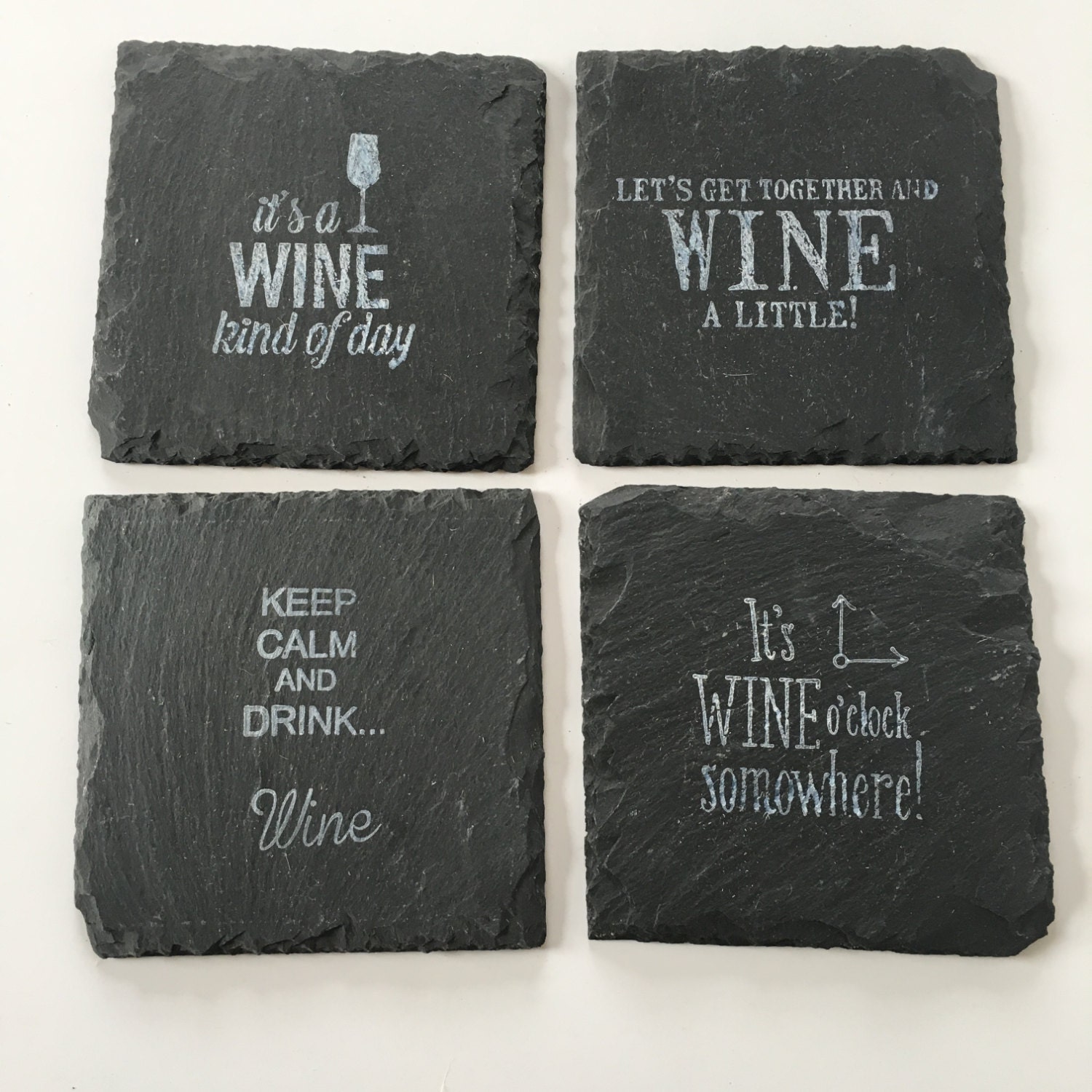 Wine Sayings Slate Tile Coasters 4 x 4 Set of 4 Etsy