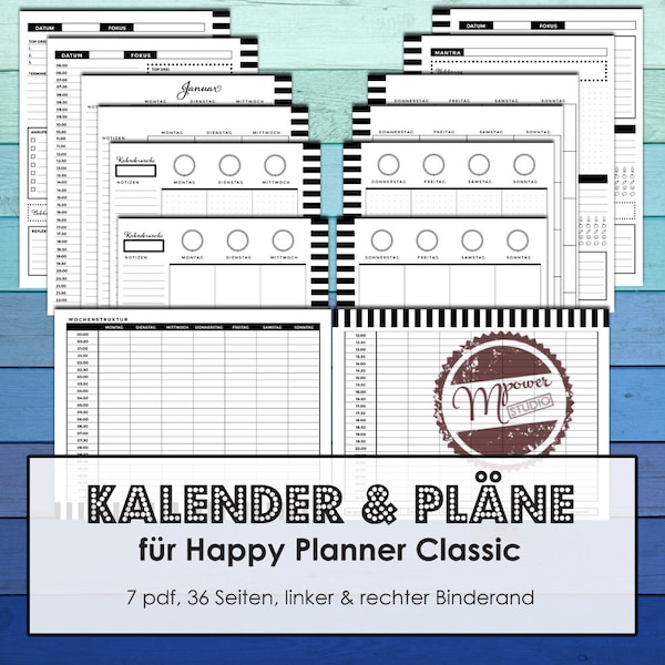 For Classic Happy Planner Printable Inserts Kit. Druckbar. Download. Happy Planner Kalender Vorlagen in deutsch. German: Kalender Plaene.