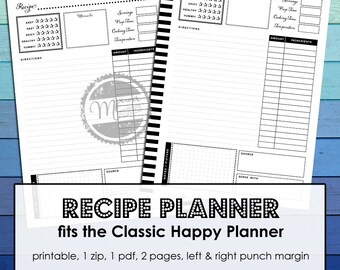 Happy Planner Recipe Printable - Etsy