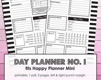 Mambi Mini Happy Planner Printable Daily Planner No. 1 - Day on one Page inserts for Mini Happy Planner