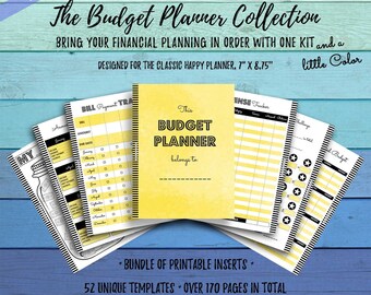 Classic Happy Planner Budget Planer Printable, FinanZ Planung, Budget Tagebuch gelb, Mambi create 365, Finanzplaner, Budget Planner