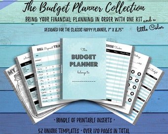 Aqua Mint Budget Planner Printable Inserts: Classic Happy Planner (PDF)