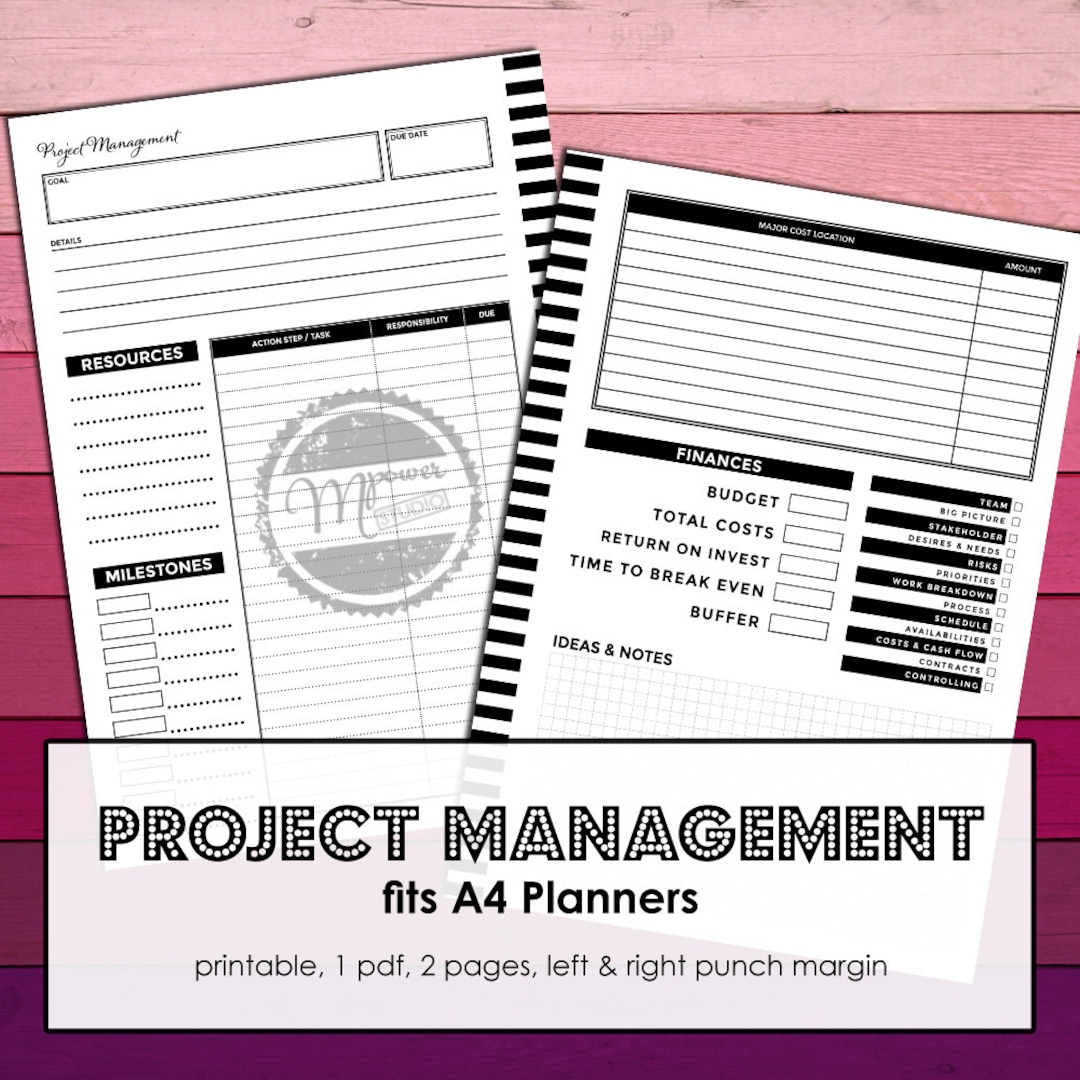 Project Management Planner, A4 Printable Pages (digital Download) - Etsy UK